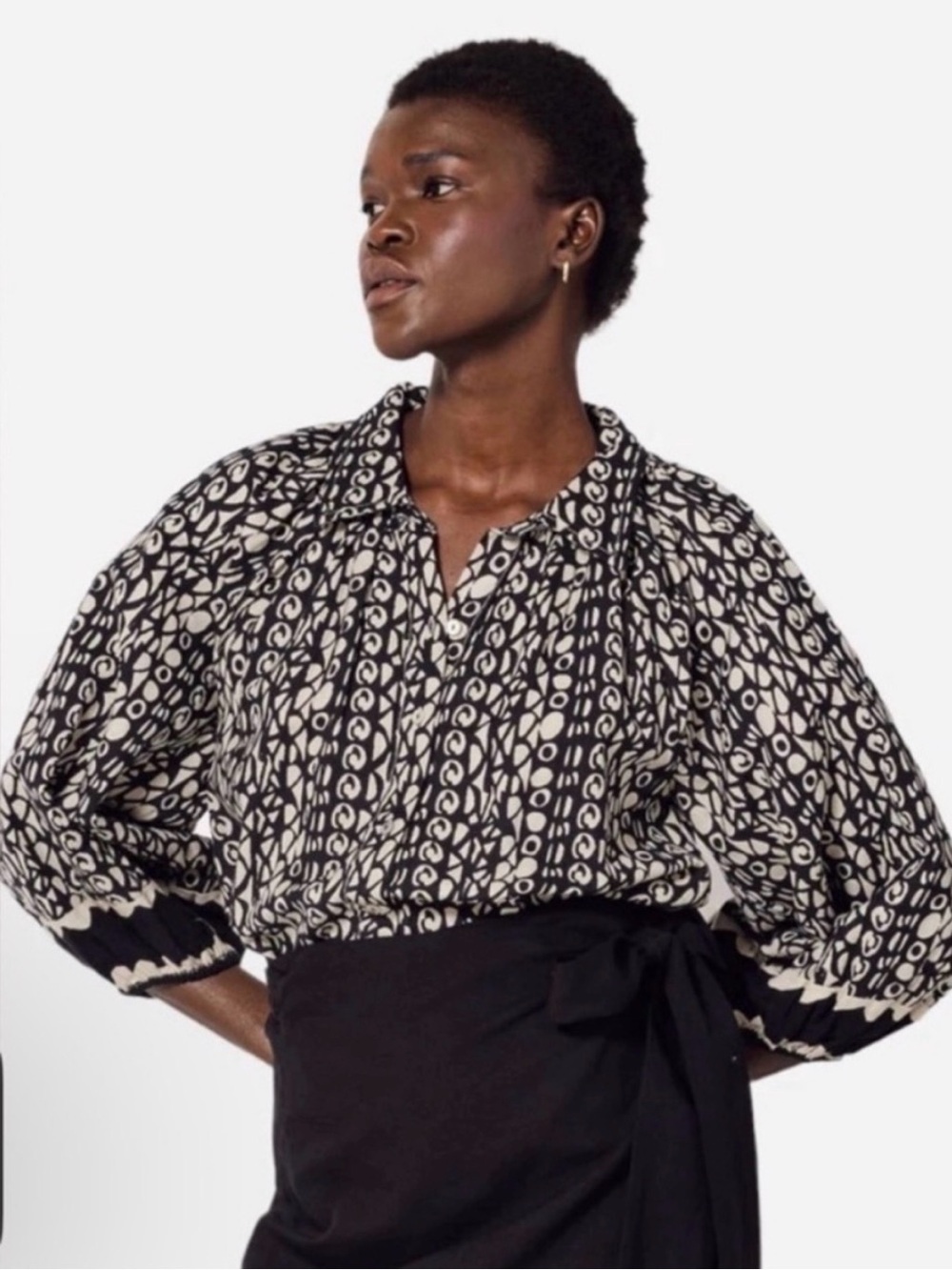 CLEOBELLA Azana blouse in paseo print size medium boho linen minimalist classy